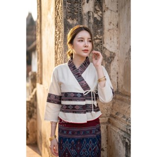 เสื้อปั๊ดล้านนา เสื้อผ้าฝ้ายพื้นเมืองป้ายหน้ามัดข้างเย็บผ้าท…