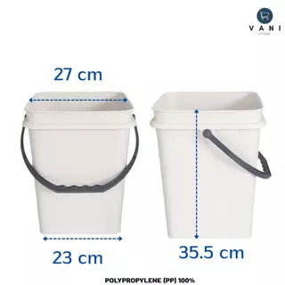 ถังปี๊บ ถังเหลี่ยม ถังพลาสติก 20 ลิตร ( มีให้เลือก 3 สี ) พร้อมฝาปิด1 ห่วง