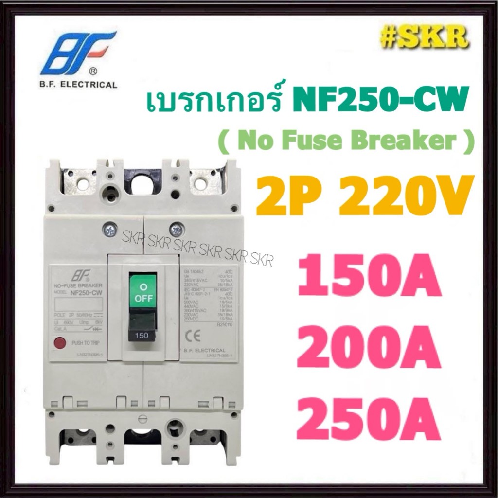 BF เบรกเกอร์ 2P 150A 200A 250A ( 220V ) รุ่น NF250-CW NO-FUSE BREAKER เบรคเกอร์ เมน โนฟิวล์