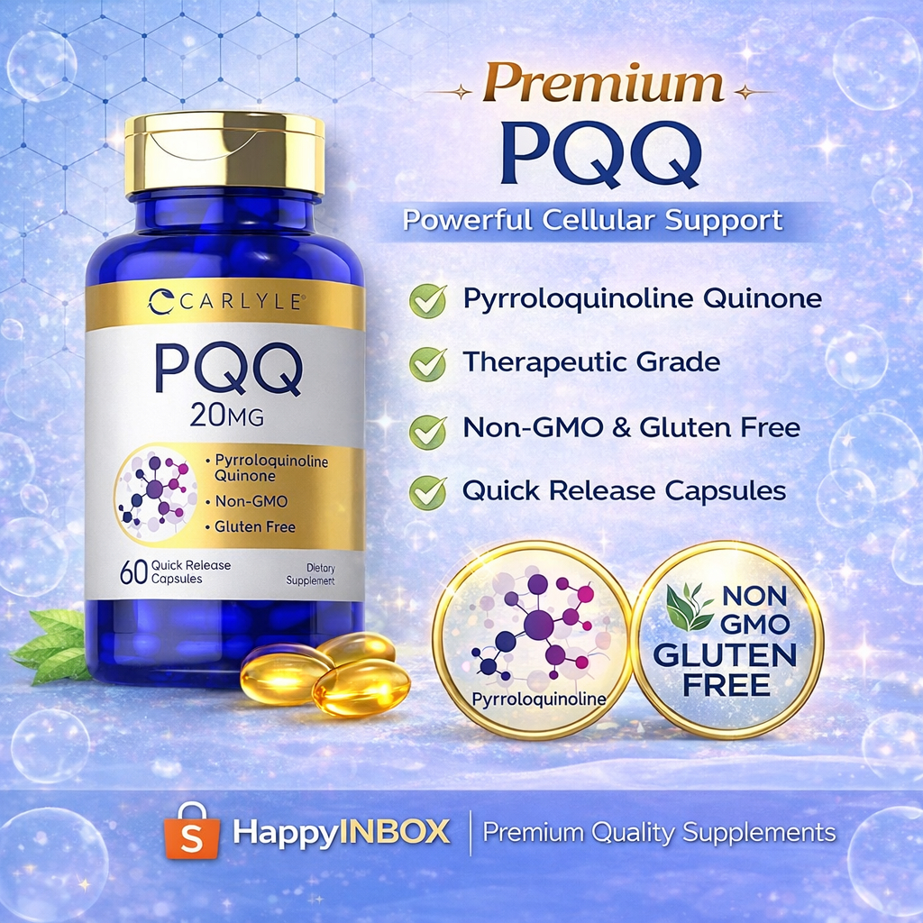 Carlyle PQQ 20mg Pyrroloquinoline Quinone | Non-GMO | Gluten Free | 60 Capsules