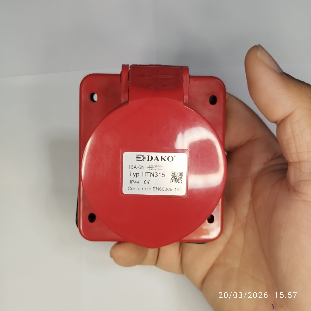 DAKO Power Plug รุ่น HTN315 16A 380V-415V 5Poles(3P+N+E) IP44 E@h6 เต้ารับฝังเฉียง