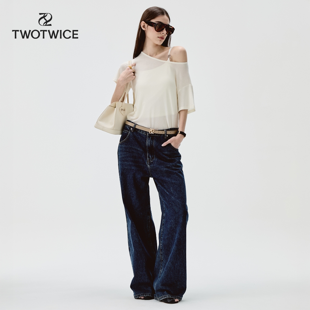 Twotwice- Moss Boyfriend Jeans - กางเกงยีนส์ทรงหลวม ช่วยพรางสะโพกและต้นขา ป้ายด้านหลังอะไหล่เงิน *สินค้าพร้อมส่ง*