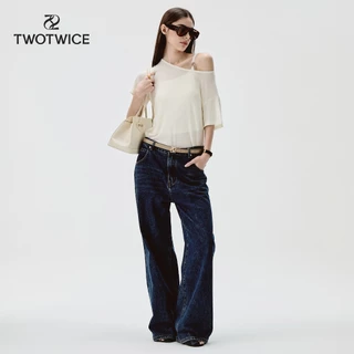 (พร้อมส่ง) Twotwice- Moss Boyfriend Jeans - กางเกงยีนส์ทรงหลวม ช่วยพรางสะโพกและต้นขา ป้ายด้านหลังอะไหล่เงิน