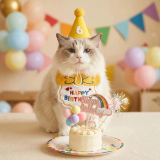 🍰🐶🐱🎂ชุดวันเกิดสัตว์เลี้ยง สำหรับสุนัขและแมว สีสันสดใส จัดส่งรวดเร็วภายในประเทศจากประเทศไทย📦