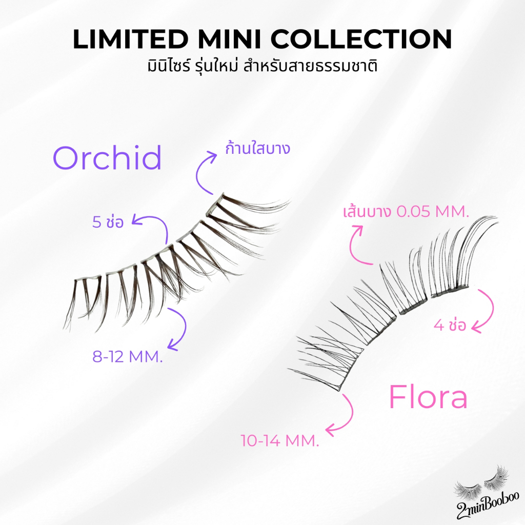 [เข้าใหม่ Limited เท่านั้น] ขนตาปลอม Mini Size รุ่น Orchid & Flora ขนตาเบาบางพิเศษ สายธรรมชาติห้ามพลาด ละมุนใส ไม่โป๊ะ