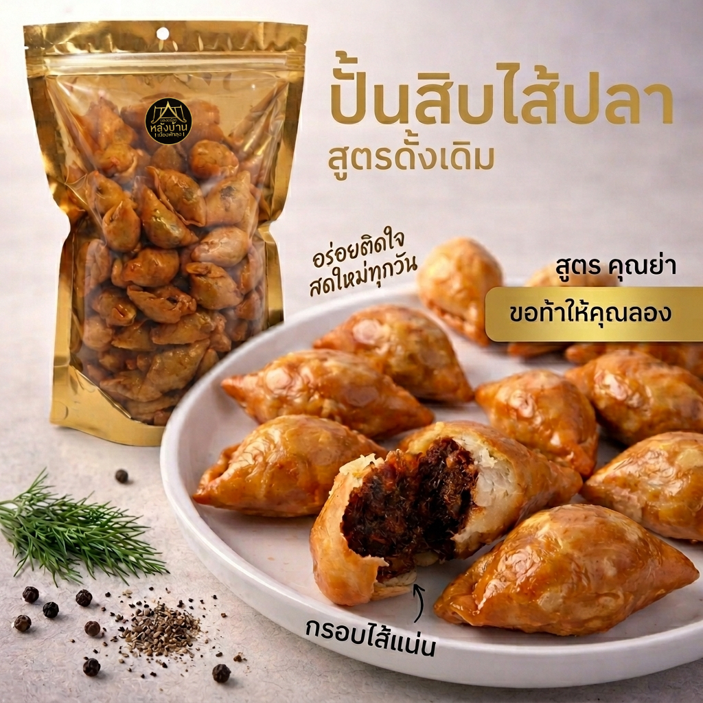 500กรัม ปั้นสิบไส้ปลา .แนะนำ สูตรคุณย่า ท้าให้ลอง  รสดั้งเดิม อร่อยติดใจ สะอาดสดใหม่ สินค้าคุณภาพ 5 ดาว ของดีเมืองพัทลุง