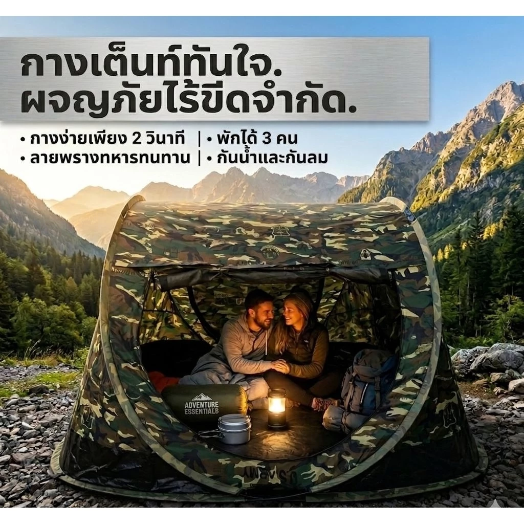 เต็นท์สปริงลายพราง แบบกางอัตโนมัติ โยน กลางแจ้ง