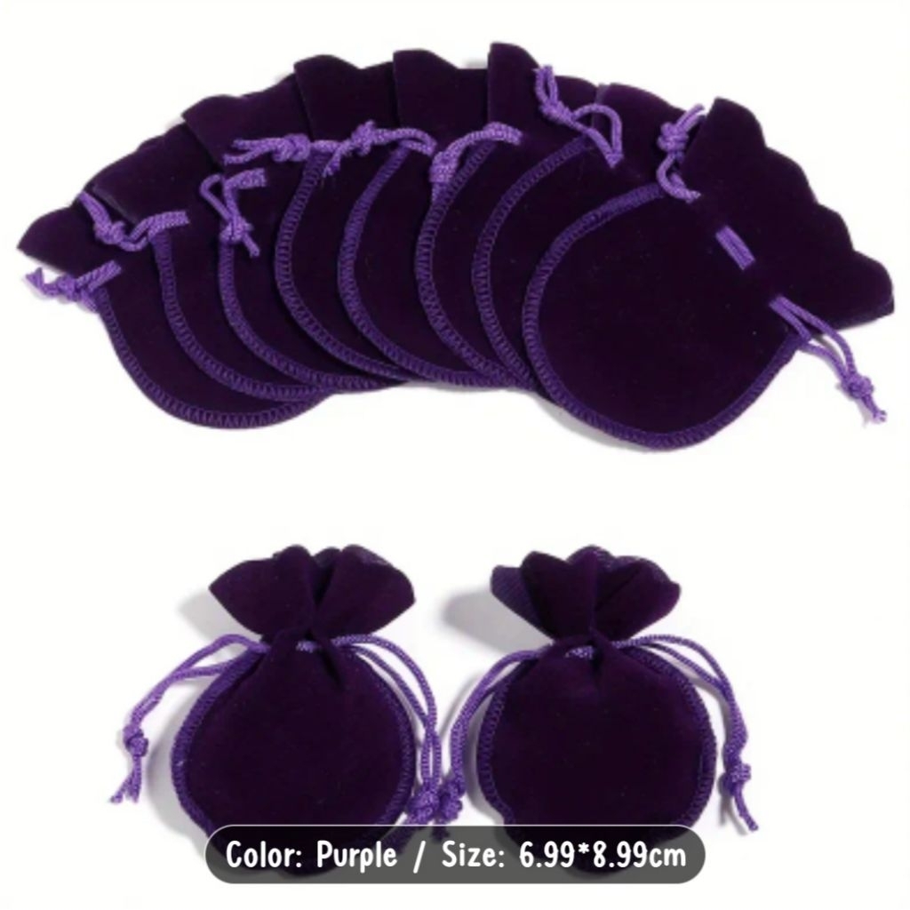 Pouch bag >> กระเป๋าผ้ากำมะหยี่ ถุงใส่เครื่องประดับ ถุงผ้ากำมะหยี่ ถุงหูรูด ทรงน้ำเต้า ถุงใส่ของชำร่วย 6.9×9.5 cm