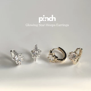 Pinch Glowing Star Hoops Earrings ต่างหูห่วงดาว