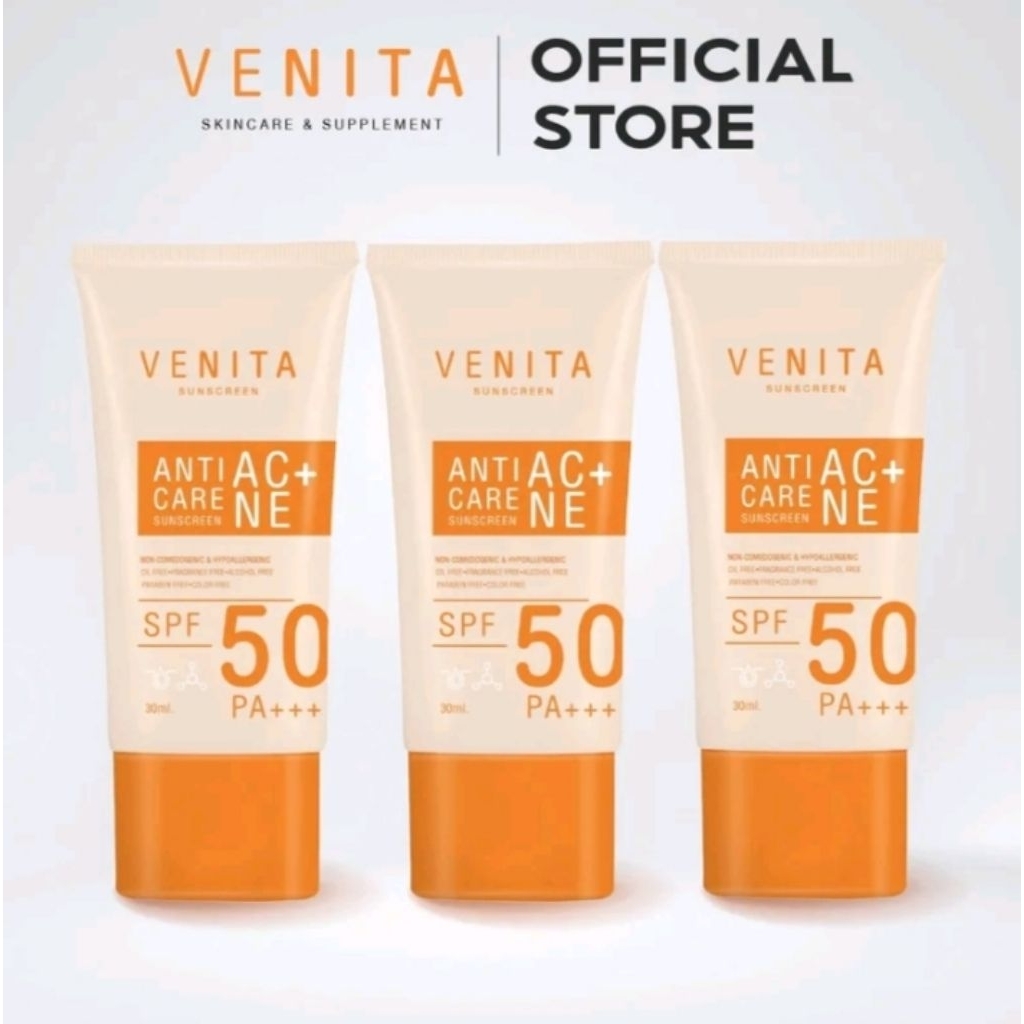 ครีมกันแดด 3 หลอด Venita SPF50 PA+++ เนื้อเจลบางเบา 30 มล.