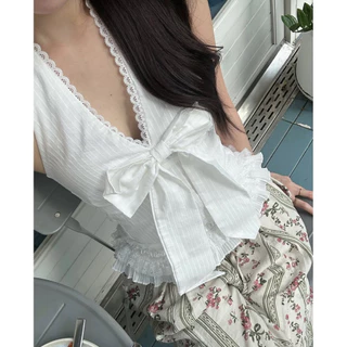 พร้อมส่ง Bowvy top - Everymay เสื้อผูกคอ