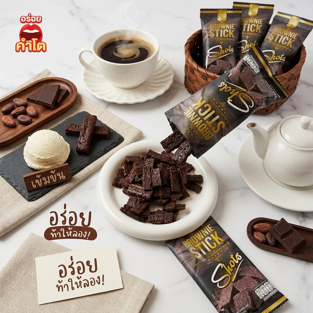 ✅บราวนี่ บราวนี่สติ๊ก ขนาด 20 กรัม บราวนี่อบกรอบ ช็อกโกแลตเข้มข้น Richly Brownie ✅