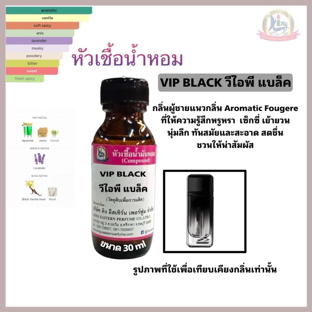 กลิ่น VIP:BLACK (วีไอพี แบล็ค) หัวเชื้อน้ำหอม 100%