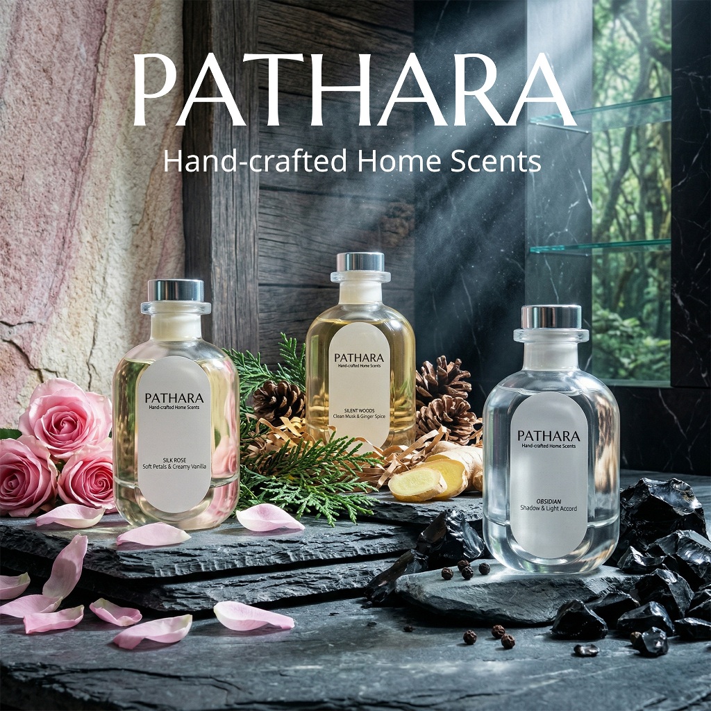 PATHARA ก้านไม้หอมปรับอากาศ (Reed Diffuser) ปรุงสดขวดต่อขวด ไม่ผสมแอลกอฮอล์ กลิ่นหรู บำบัดอารมณ์ (ขนาด 50 ml)