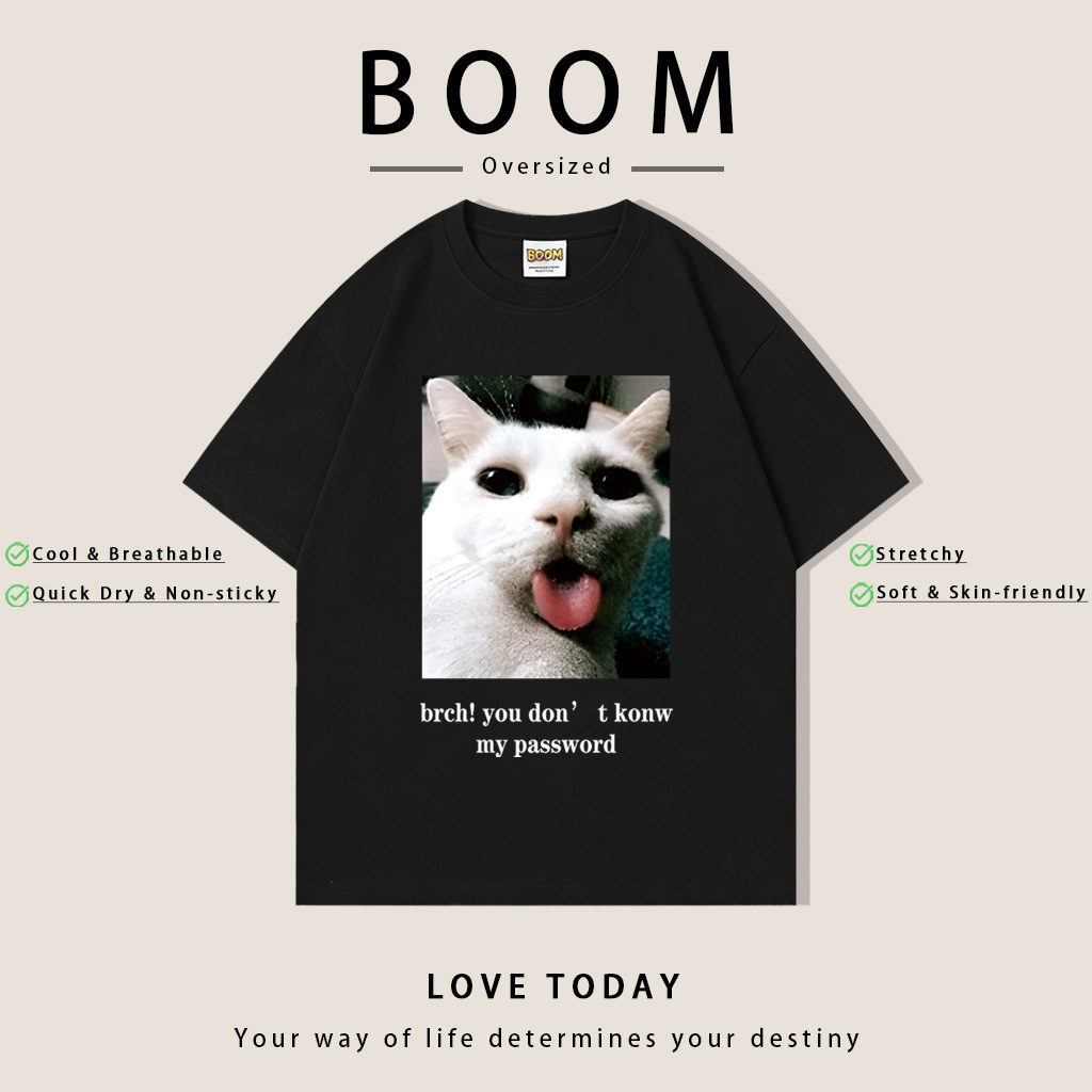 COD（จัดส่งตลอด 24 ชั่วโมง）BOOM เสื้อยืด Oversize ลาย Password 6สี แฟชั่นสไตล์เกาหลี ไซซ์ S-XXXL