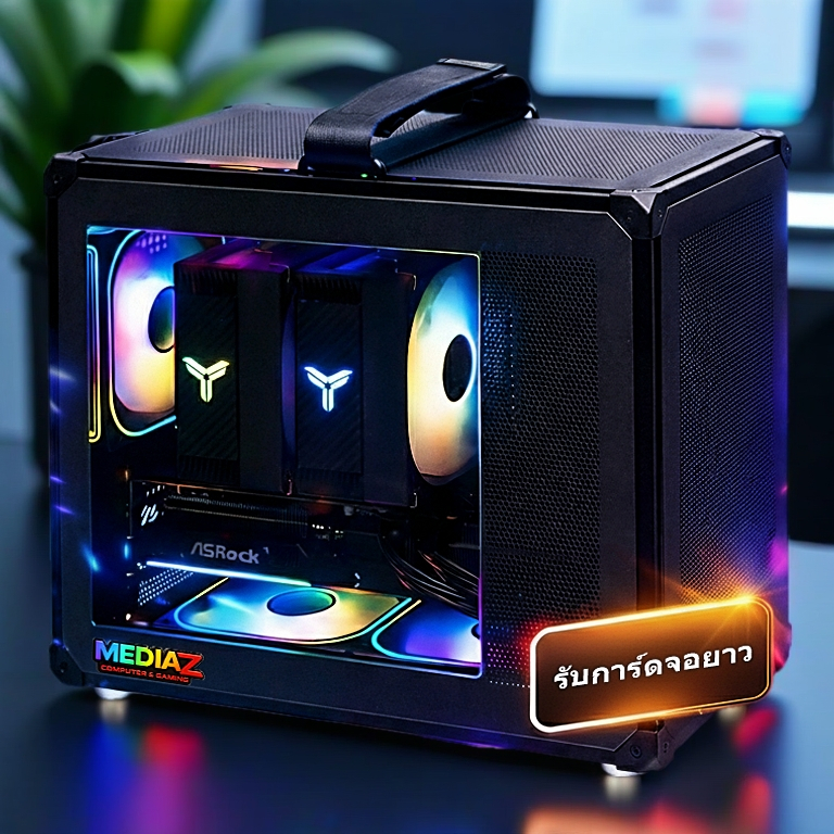 ส่งทันที เคส mATX เล็ก ดำ รับการ์ดจอยาว หิ้วได้ ฝากระจก Jonsbo C6 MAX Case Black Handle MediaZShop