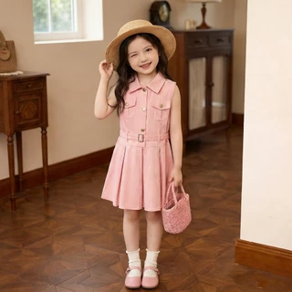 PRINCESS KESLIเวอร์ชั่นเกาหลีเสื้อผ้าเด็กฤดูร้อนสไตล์ใหม่สาวชุดแฟชั่นทารกความรู้สึกการออกแบบกระโปรงหลวมเสื้อกั๊กกระโปรง