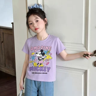 Beryl kids🌸เสื้อผ้าเด็กฤดูร้อน🎀เสื้อยืดแขนสั้นเด็กหญิง คอกลม พิมพ์ลายการ์ตูนน่ารัก ลำลองและทันสมัย สวมใส่สบาย