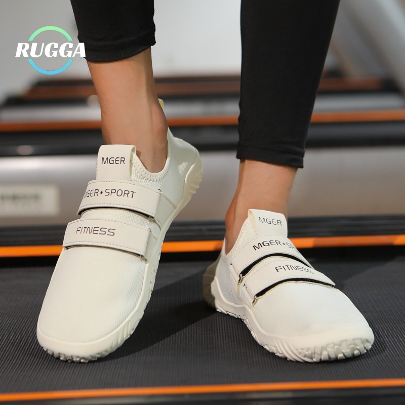 RUGGA รองเท้าออกกำลังกายแบบสวม ไม่ต้องผูกเชือก สำหรับผู้ชายและผู้หญิง รองเท้าฝึกซ้อมกันลื่น รองเท้าส