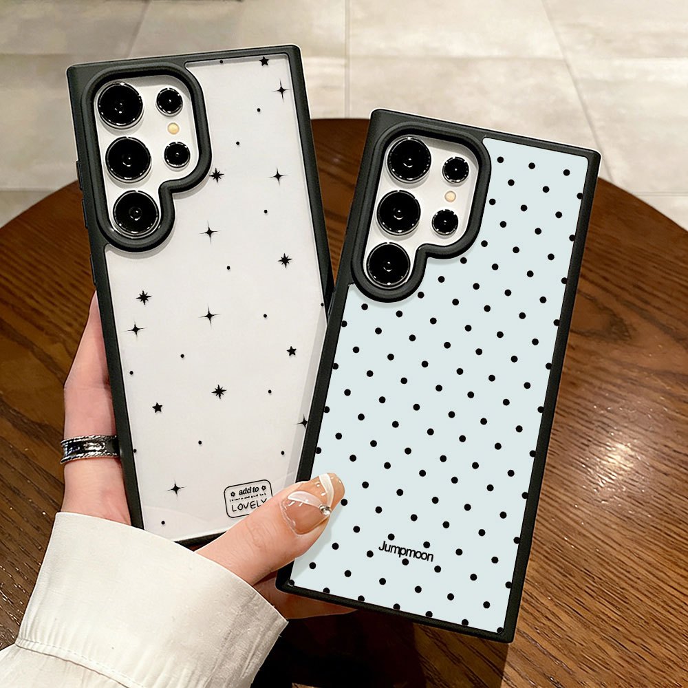 INS ลายดาว เคส For Samsung A57 A37 A17 A16 A05S A06 A07 A05 A55 A36 A54 A15 A34 A56 A35 A25 S26 อะคริลิกฝ้า เคสโทรศัพท์