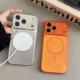 เคสแม่เหล็ก สําหรับ iPhone 17 Pro Max 17Air สีทึบขอบนิ่ม กระจก เลนส์ป้องกัน 13 14 15 16promax