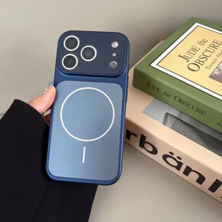 เคสแม่เหล็ก สําหรับ iPhone 17 Pro Max 17Air สีทึบขอบนิ่ม กระจก เลนส์ป้องกัน 13 14 15 16promax