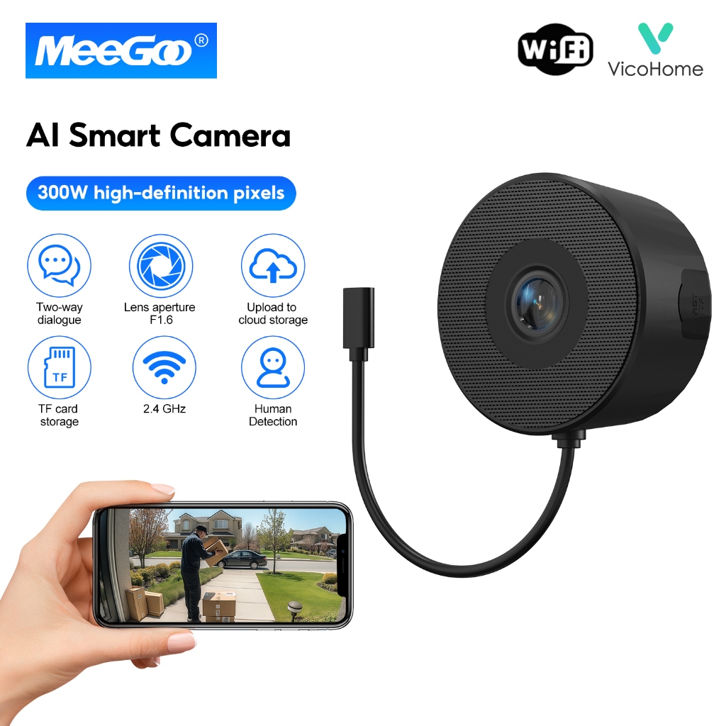 MeeGoo WiFi  มินิกล้องวงจรปิด Indoor Camera3MP FHD กล้อง CCTV Night vision