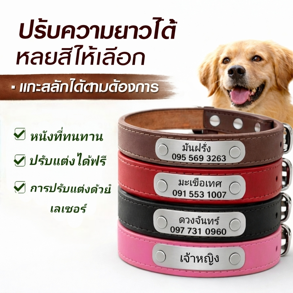 ป้ายชื่อสัตว์เลี้ยงน่ารัก ปรับขนาดได้ ฟรีสลักชื่อ เบอร์โทร กันน้ำ ไม่ซีด ไม่เป็นสนิม วัสดุคุณภาพดี ใส่ได้ทุกวัน เหมาะสำห