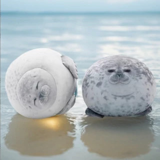 ตุ๊กตาแมวน้ำตัวอ้วนกลม Seal Plush Pillow หมอนข้าง หมอนนุ่มสุดฟู ผ้าฝ้าย PPCotton นิ่มมาก ตุ๊กตาสัตว์น้ำซีล ของขวัญน่ารัก