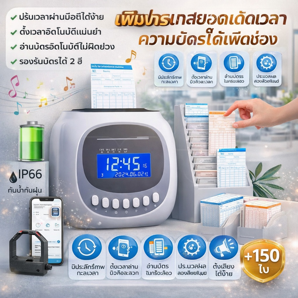 เครื่องลงเวลาบัตรกระดาษ เครื่องลงนามสกุลเวลา การจัดการสํานักงาน อุปกรณ์สํานักงาน เครื่องกําหนดเวลา เครื่องตอกบัตร