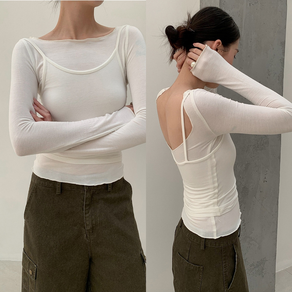 (พร้อมส่ง) Clothestoryy - #INBYIN (เซ็ต2ชิ้น) TEENAGE LAYER TOP เสื้อแขนยาว + ลายเดี่ยว เลเยอร์ 2 ชั้น