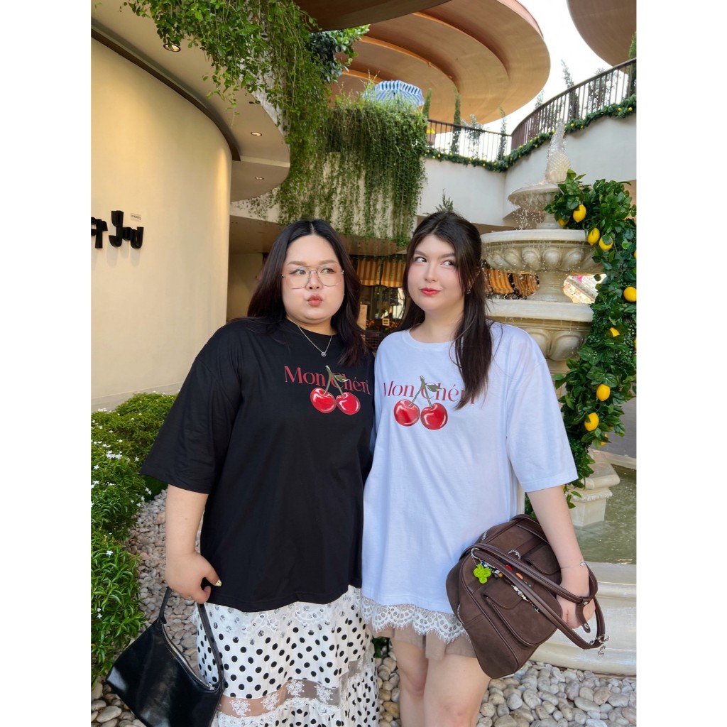 CurveG Mon Chérie Top เสื้อยืดโอเวอร์ไซส์เชอรี่