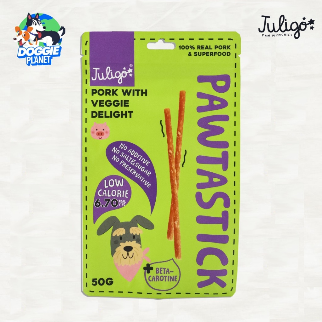 Juligo Pawtastick Pork ขนมสุนัข แท่งนุ่ม สูตรเนื้อหมู บำรุงสายตา เสริมภูมิคุ้มกัน 50 g