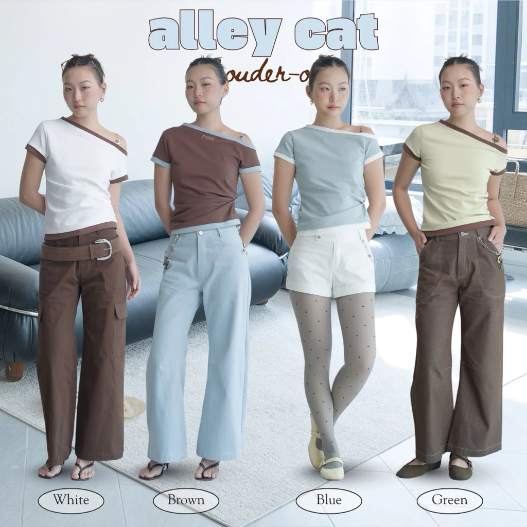ALLEY CAT TOP(White/Blue/Green/Brown)