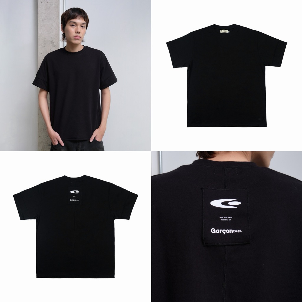 Garcon.dept | Garcon Back patch black tee | เสื้อยืดunisexดีเทลโลโก้ด้านหลัง