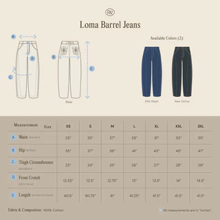Loma Barrel Jeans [พร้อมส่ง] กางเกงขายาวทรง Barrel ปักโลโก้ที่กระเป๋าหลังฝาปิด