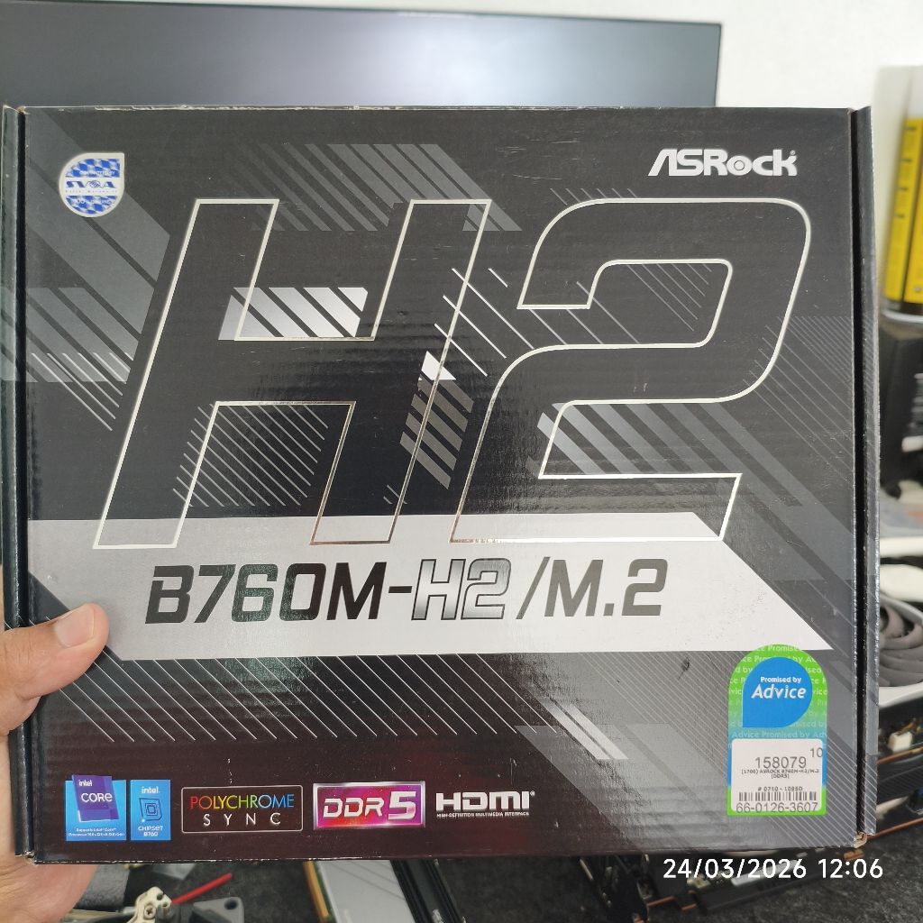 เมนบอร์ดมือสอง(asrock) asrock b760m-h2/m.2 gen 12-14 (1700)