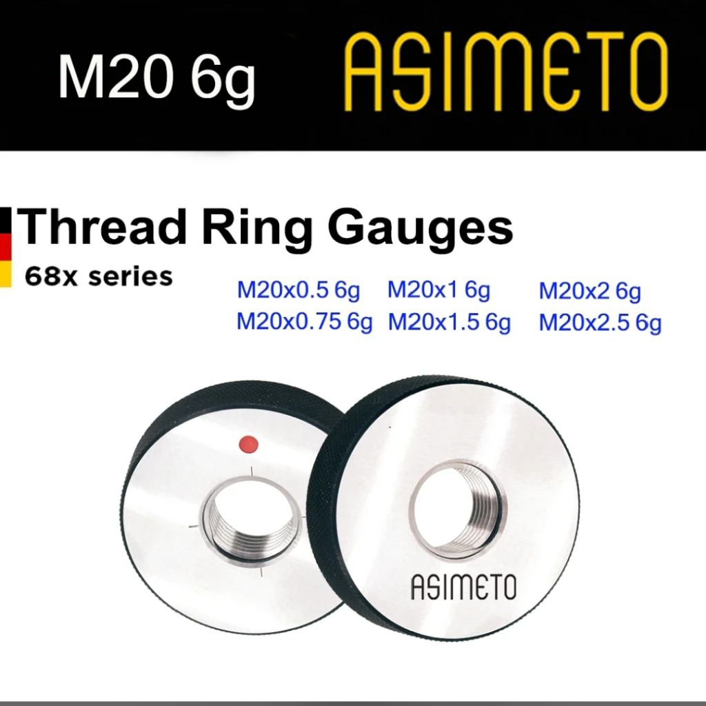 Asimeto Thread ring gauge สกรูริงเกจ M20x0.5, M20x0.75, M20x1, M20x1.5, M20x2, M20x2.5 6g
