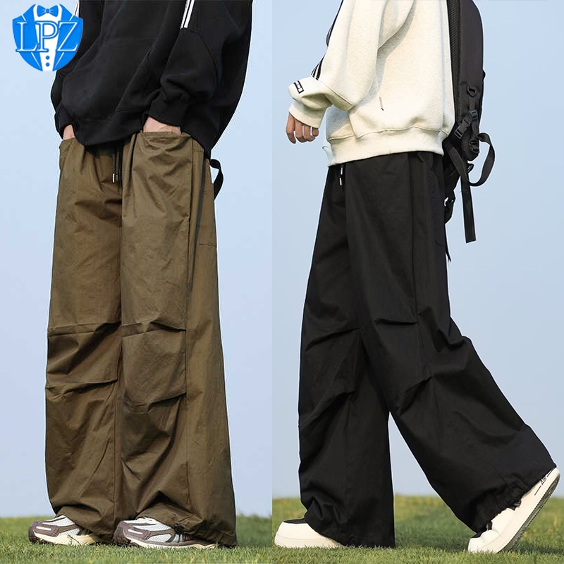 LPZ กางเกงกันลมสำหรับผู้ชาย สไตล์ Cityboy ทรงหลวม ผ้ากันน้ำกันลม ทนทาน เหมาะสำหรับปีนเขา วิ่ง และใส่ในชีวิตประจำวัน