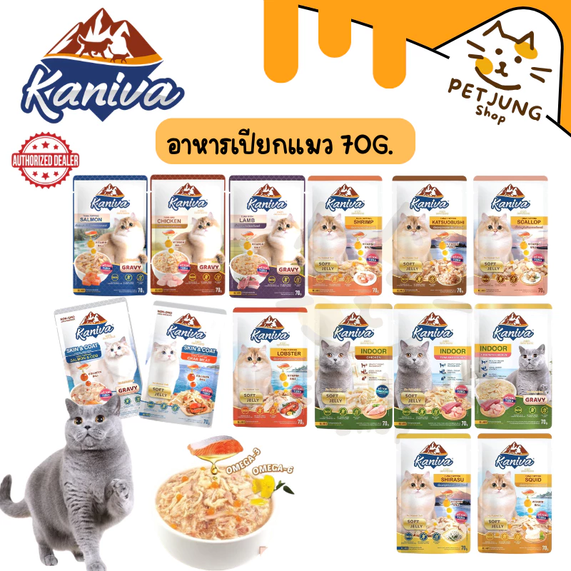 Kaniva อาหารเปียกแมว เปียกแมว คานิว่าเพาซ์ ผสม Vitamins Ball ขนาด 70 กรัม 1 ซอง