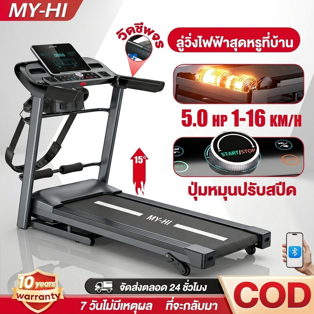 ลู่วิ่ง ลู่วิ่งไฟฟ้า ลู่วิ่งฟิตเนส รุ่น JC700 อเนกประสงค์ ลู่วิ่ง ลู่วิ่งพับอเนกประสงค์ในครัวเรือน ป