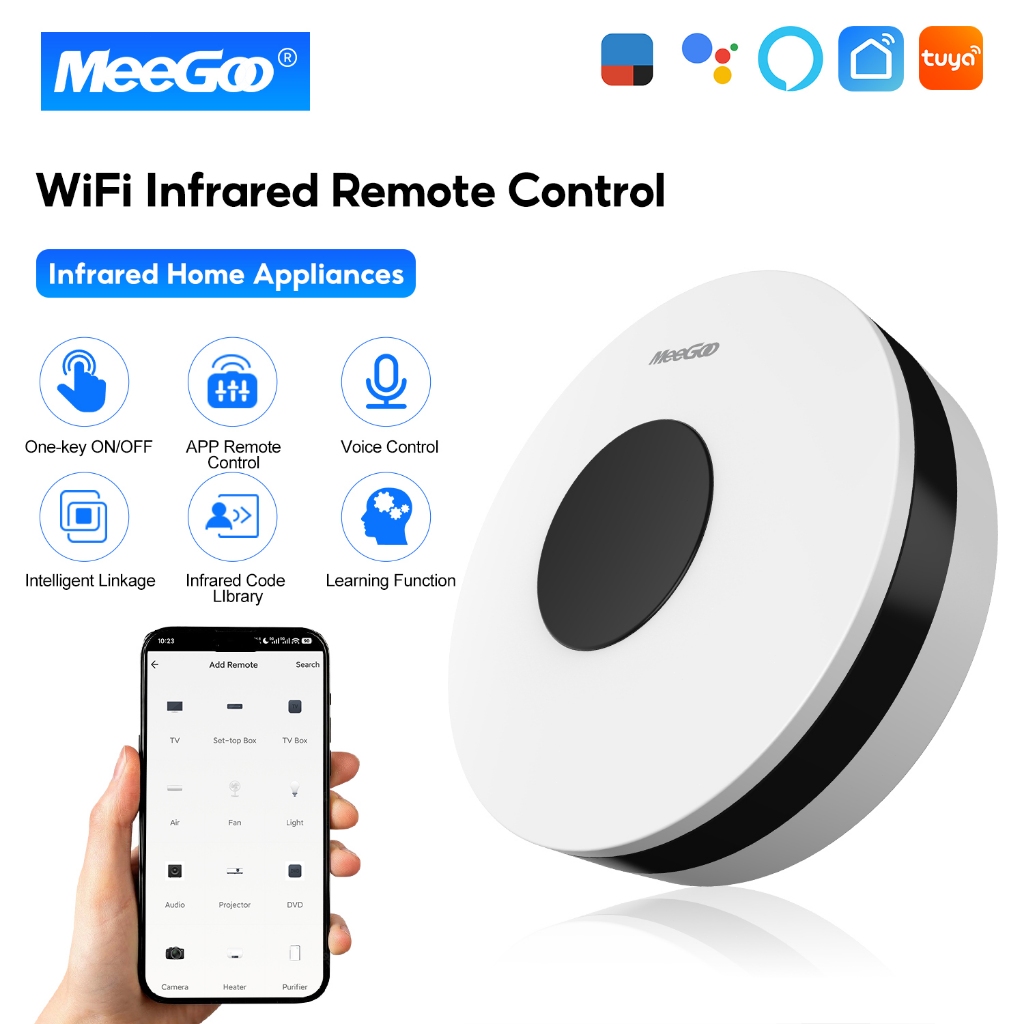 MeeGooTuya WiFi IR รีโมทอินฟราเรดอัจฉริยะ ควบคุมทีวี แอร์ ใช้กับ Smart Life การควบคุมด้วยเสียง