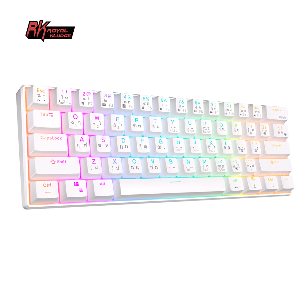 Royal kludge RK61 คีย์บอร์ดล่นเกมบลูทูธไร้สาย BT5.0/2.4G/USB-C ขนาด60% 61 ปุ่ม RGB Hotswap (EN/TH)
