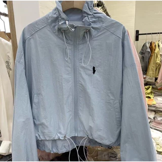 เสื้อคลุมผู้หญิงPolo เสื้อคลุมกันแดด เสื้อคลุมผ้าร่ม แขนยาวมีฮู้ดำ มีกระเป๋า (ปัก โปโล)