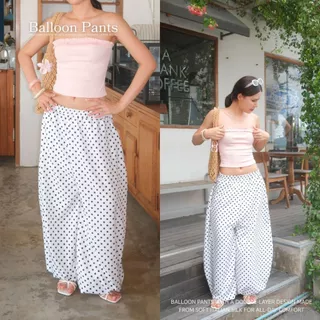 MURF Balloon Pants | กางเกงบอลลูน ผ้า2ชั้น ขากอง ทรงสวย ใส่ได้ทุกวัน คาเฟ่ ทะเล ผ้าไหมอิตาลีนุ่ม ใส่สบาย |MURF.BKK| B206