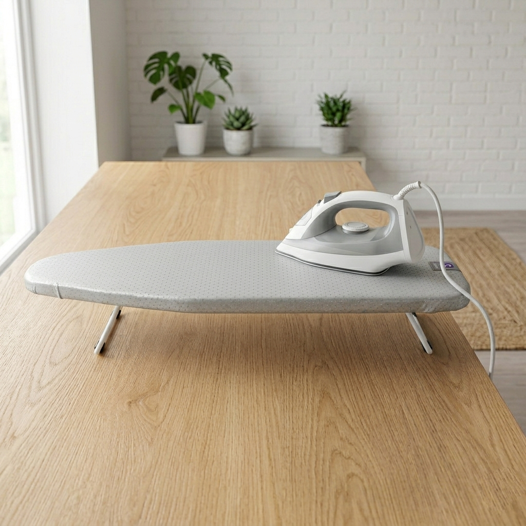 Brabantia โต๊ะรีดผ้าแบบวางโต๊ะ รุ่น TableTop Size S (95x30 cm) พับเก็บได้ มีตะขอแขวนMetallised