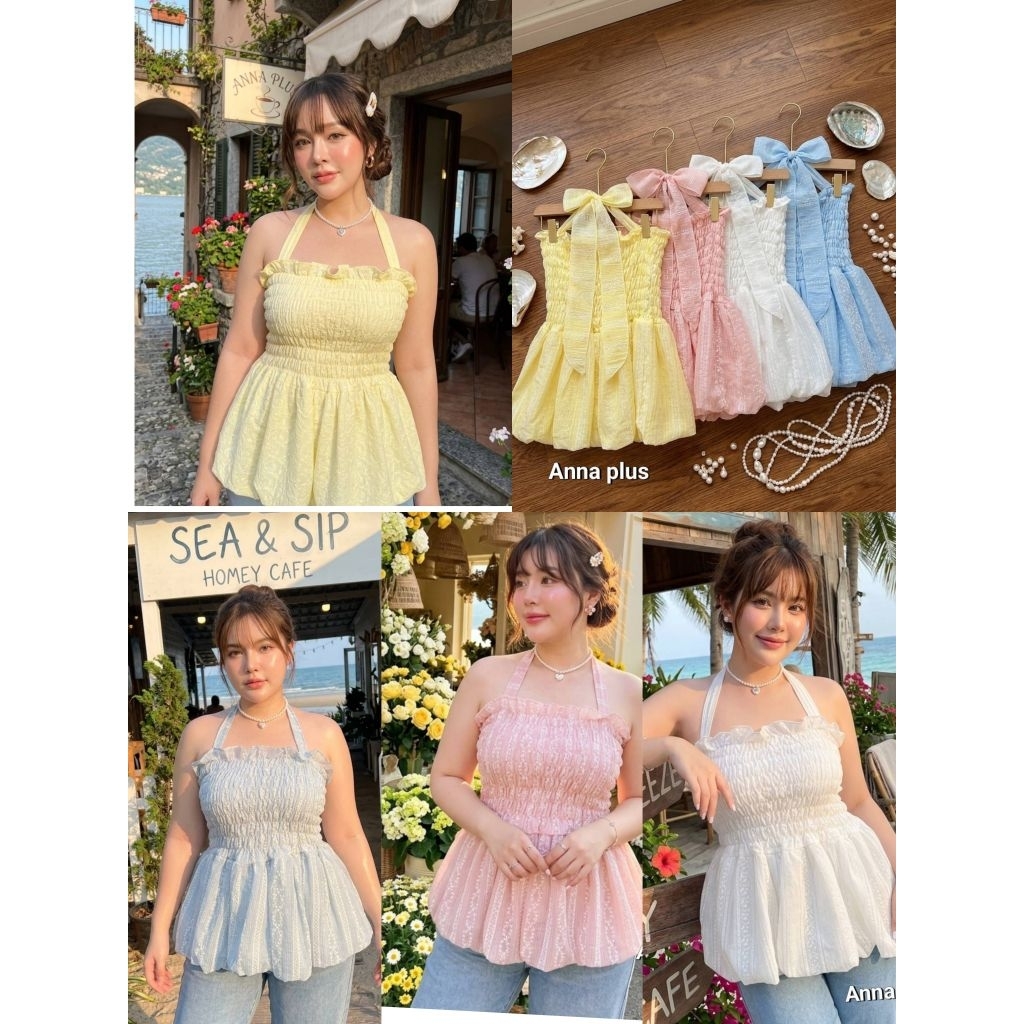 เสื้อเกาะอกใส่ได้2แบบ คล้องคอได้สีพาสเทลน่ารักมาก เน้นความน่ารักสดใส
