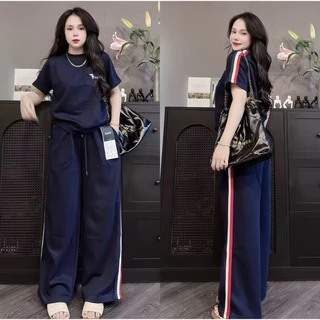 set 2ชิ้น งานปักน้องหมาแต่งแถบข้าง คอกรมผ้าวูลเวฟ สาวอวบใส่ได้