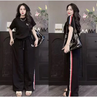 set 2ชิ้น งานปักน้องหมาแต่งแถบข้าง คอกรมผ้าวูลเวฟ สาวอวบใส่ได้