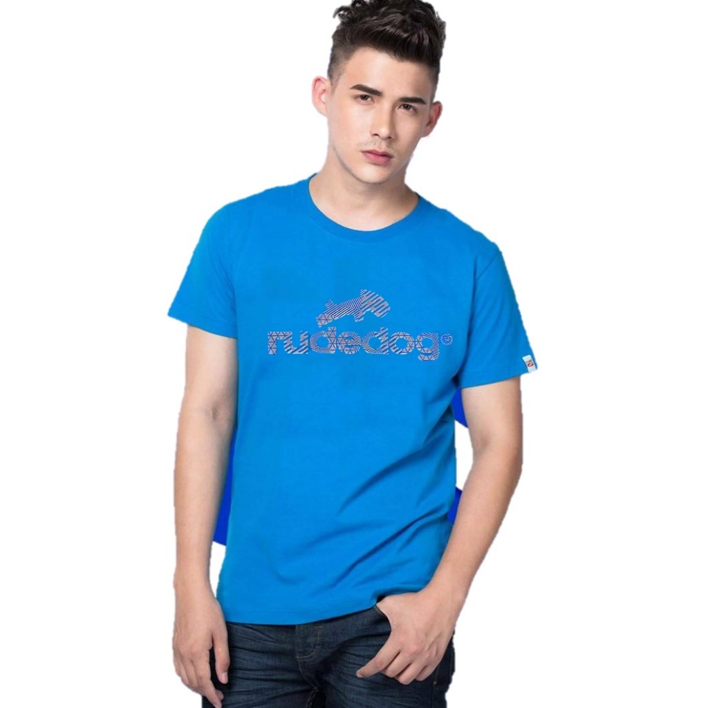 rudedog เสื้อคอกลม ชายหญิง รุ่น logo18 สีฟ้า